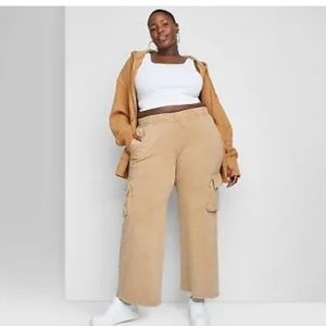 Women's High-Rise Wide Leg Fleece SweatPants - Wild Fable Brown 4X